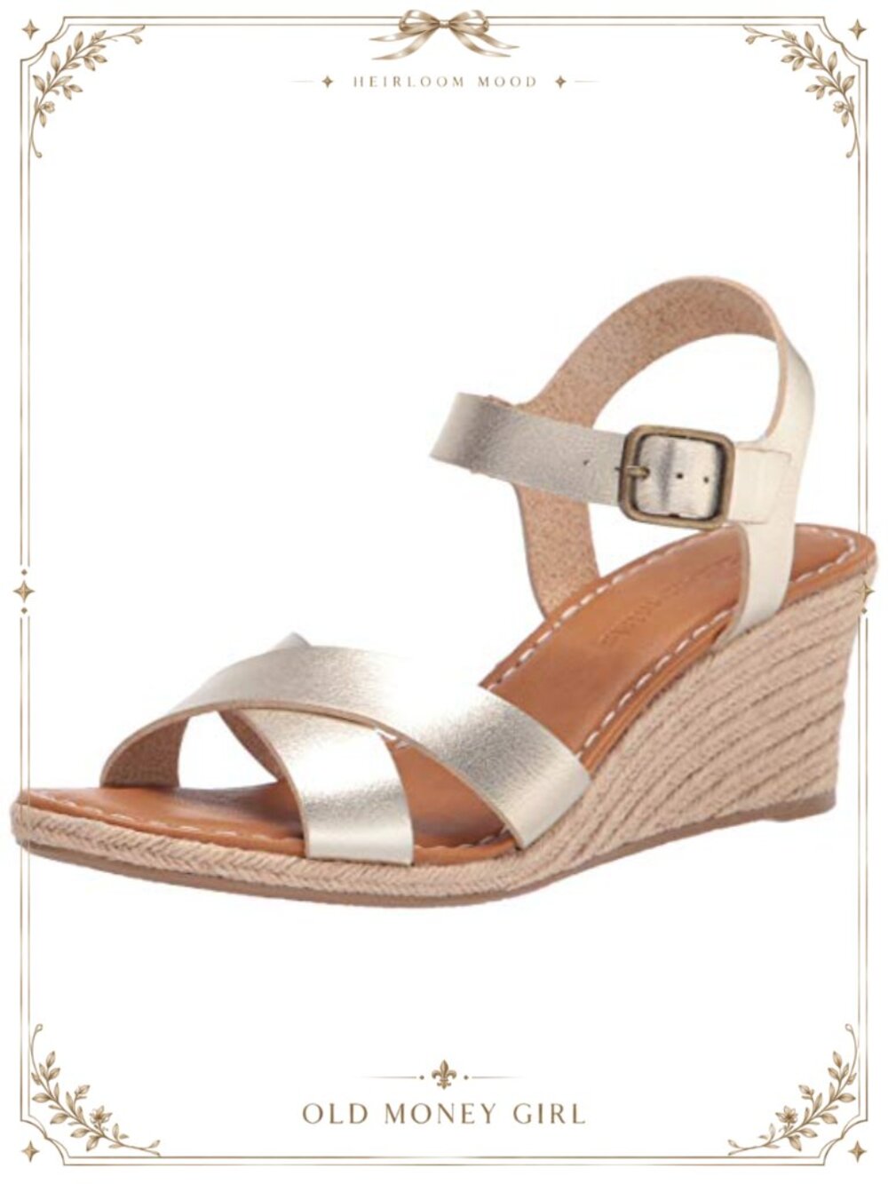 Two Piece Wedge Espadrille Sandal Faux Leather Adjustable Strap